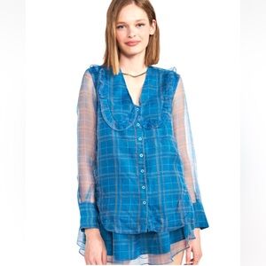 EN SAISON PLAID ORGANZA BLOUSE xs